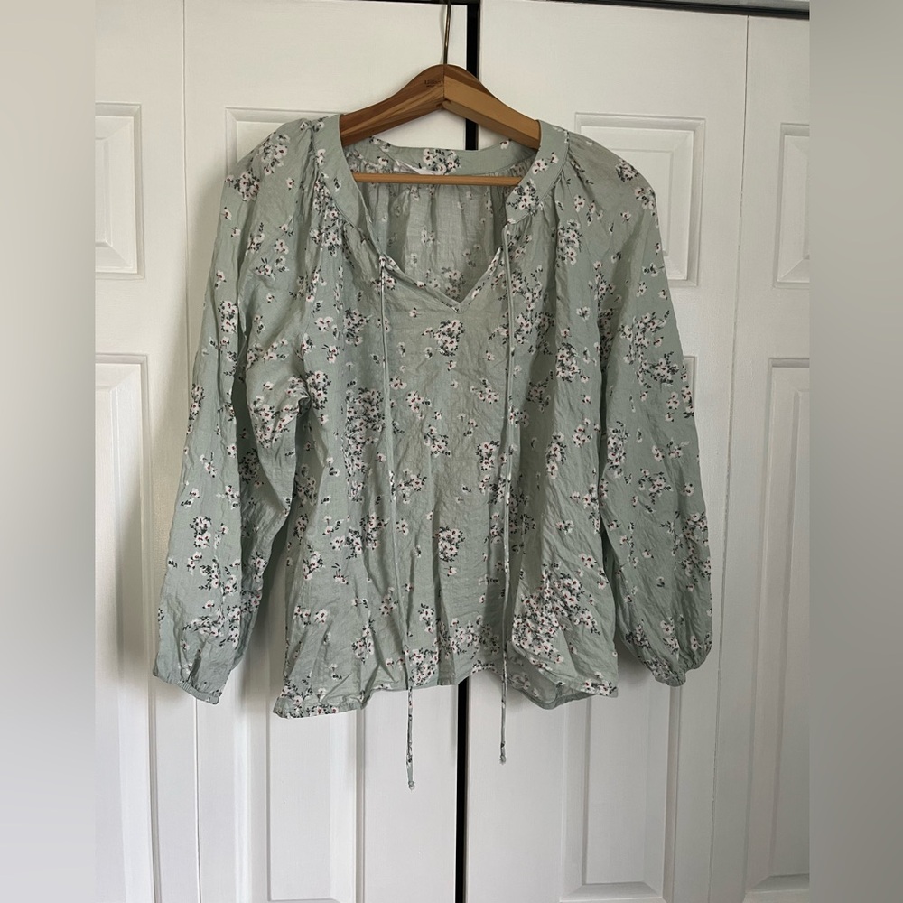 Carly Jean Mint Floral Blouse - Small